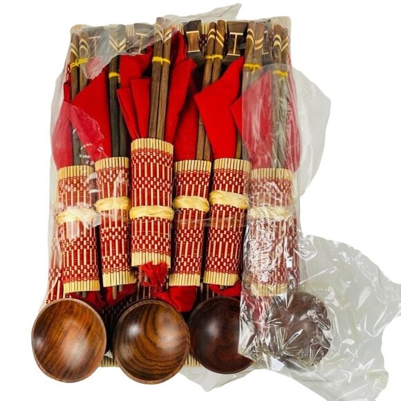 Unbraned Other - 36 Piece Japanese Placemat u Inlayed Wood Chopsticks Napkins Costers Finger Bowl